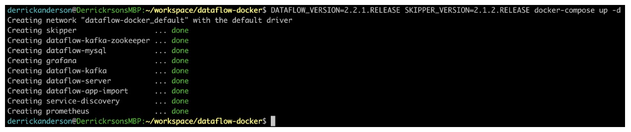 Starting the dataflow service
