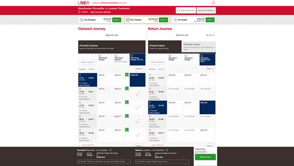 LNER desktop website screenshot